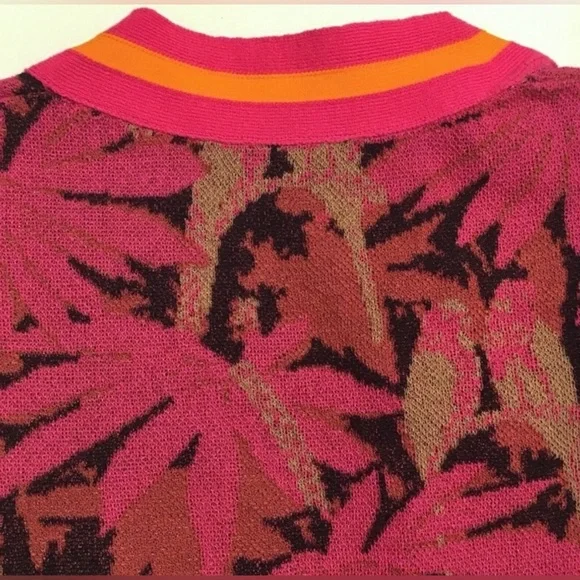 J. Crew Pink Orange V-Neck Boyfriend Oversized Cardigan - Large - Picture 3 of 6